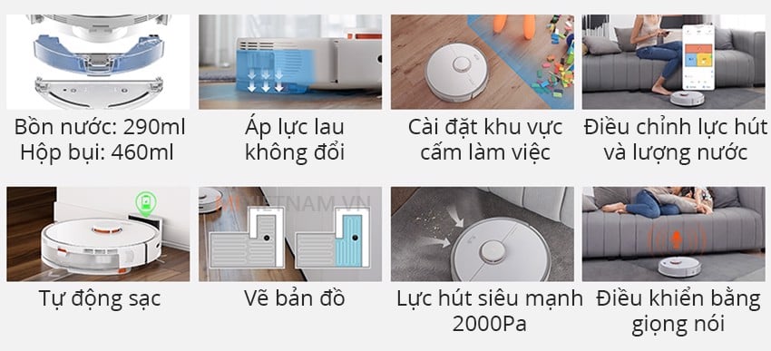 Robot hút bụi lau nhà Xiaomi Roborock S5 Max - Bản Quốc Tế - Hàng Chính Hãng