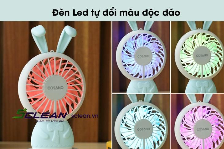 Quạt sạc mini Cosano CF005 có đèn led tự đổi màu vô cùng độc đáo