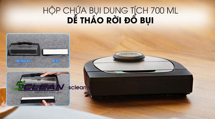 Robot hút bụi Neato Botvac Connected D702 sở hữu dung tích hộp chưa 700 ml, giúp người dùng vệ sinh một cách nhanh chóng