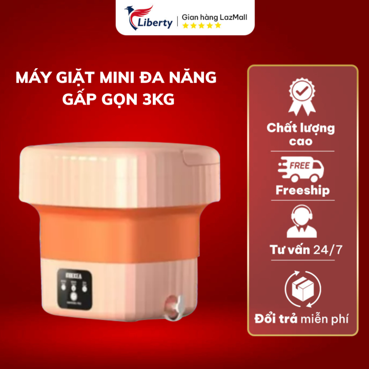 Máy Giặt Mini Gấp Gọn Di Động Tiện Lợi, Vắt Khô, Khử Khuẩn Bằng Công Nghệ