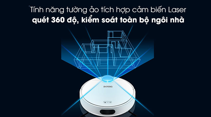 Robot hút bụi lau nhà Shimono ZK902 được trang bị tính năng tường ảo tích hợp công nghệ quét laser 3D, giúp bạn dọn dẹp thuận tiện hơn