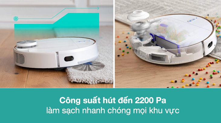 Robot hút bụi lau nhà Eufy Robovac L70 Hybrid T2190 có công sút hút mạnh mẽ 2200PA, vệ sinh hiệu quả cho sàn dưới 40m2