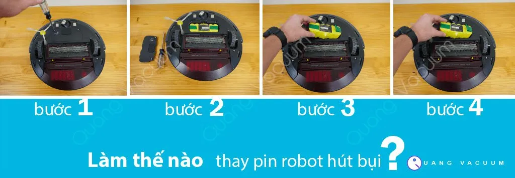 Thay pin robot hút bụi